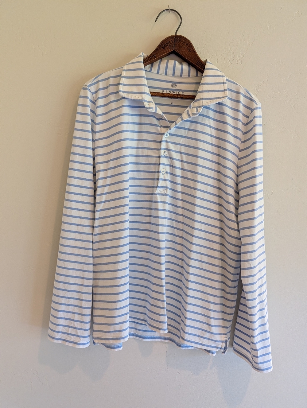 Renwick Ladies Golf Shirt Blue Striped XL Pima Cotton